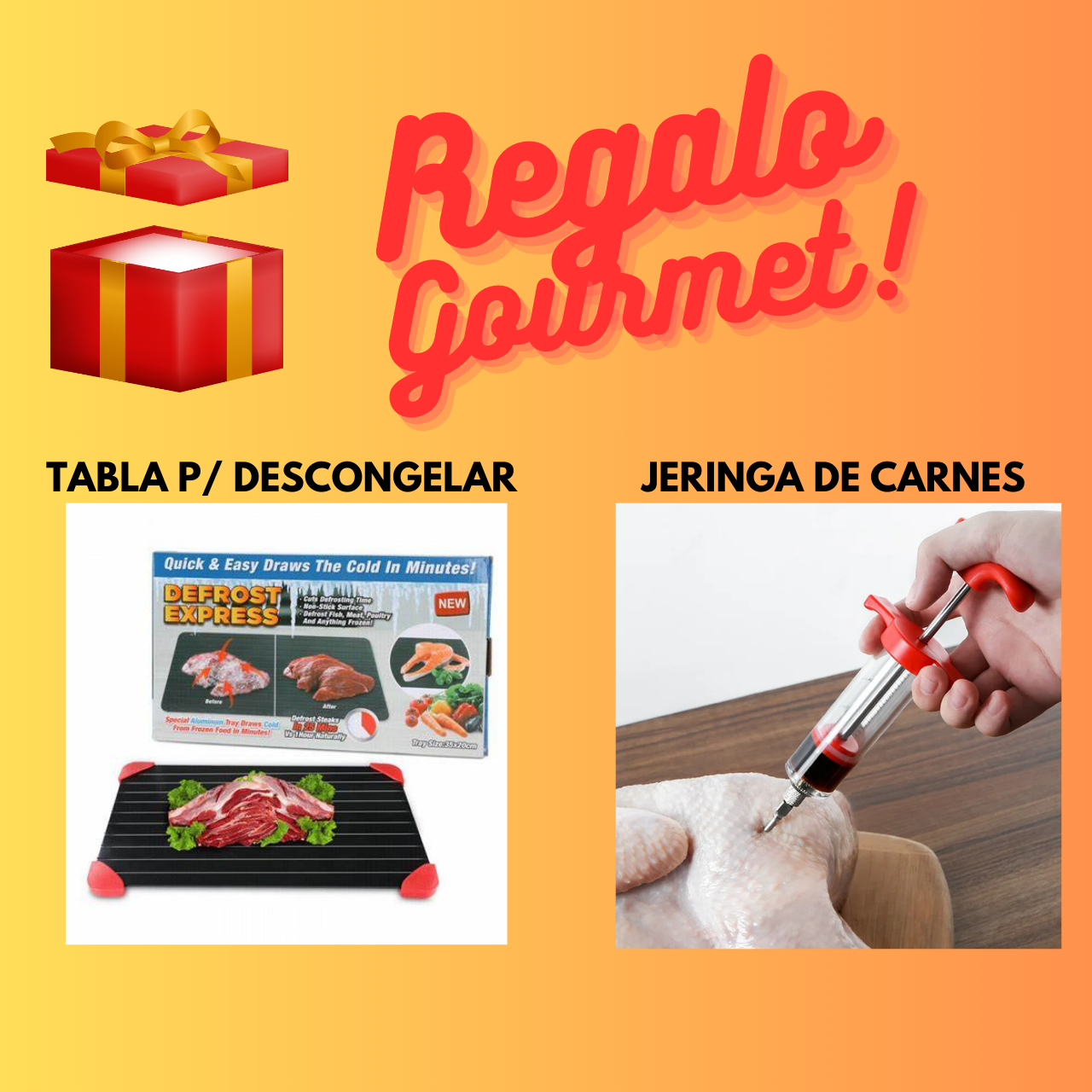 Pack Gourmet ,Tabla p/descongelar + Jeringa de Aderezos